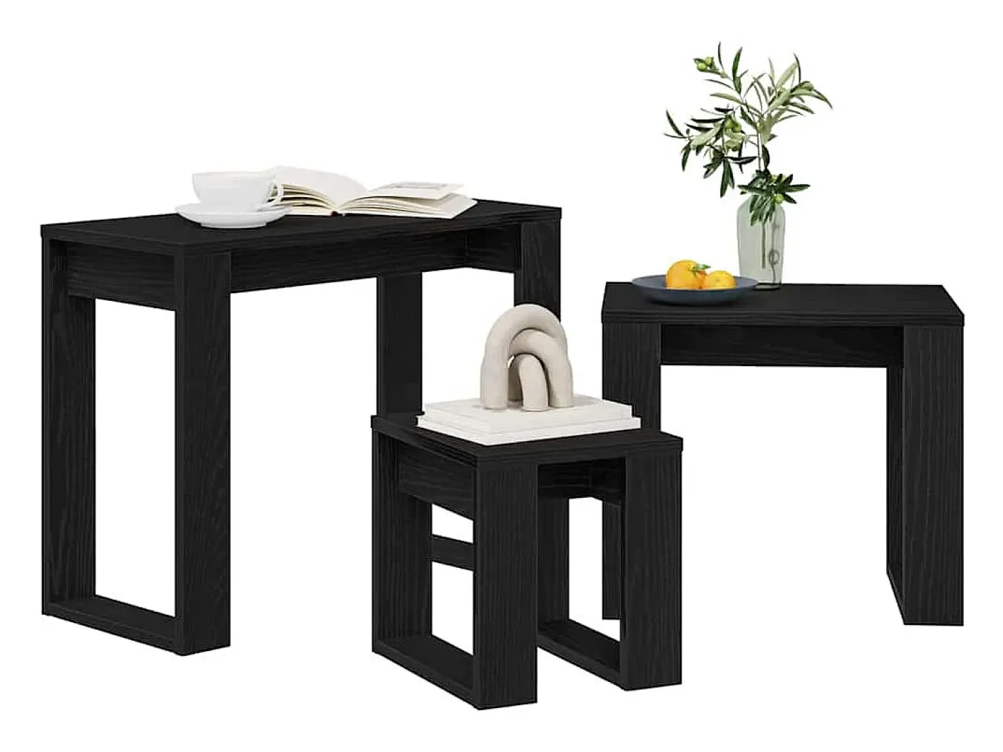 Mesa Nido 3 piezas Roble negro 61 x 28 x 47 cm