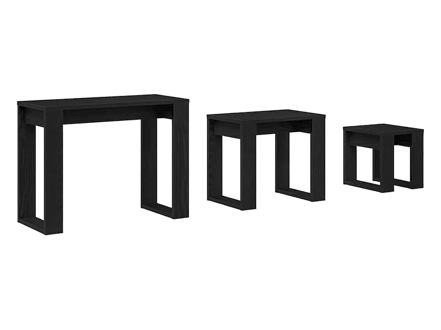 Mesa Nido 3 piezas Roble negro 61 x 28 x 47 cm