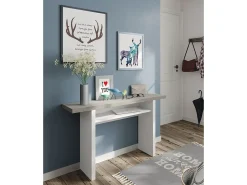 Mesa Plegable, Blanco ártico/Cemento - Dim : 75 x 120 x 35 cm
