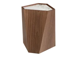 Mesa rincón triangular mármol porcelánico y nogal 2134 ANGEL CERDA