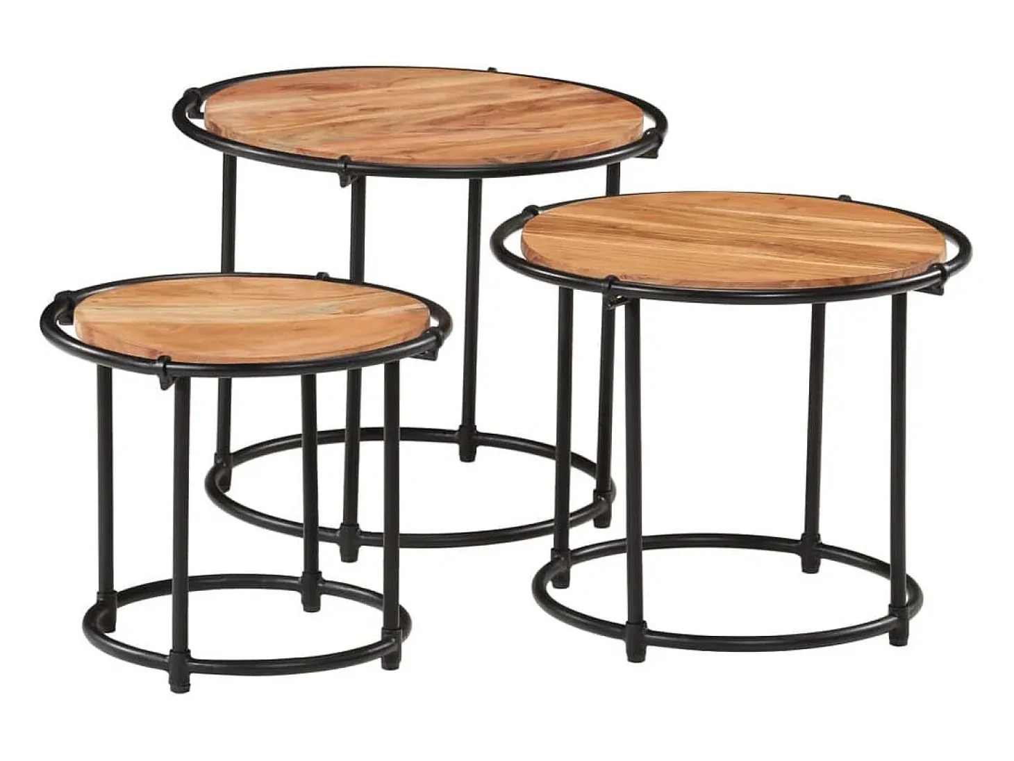 Mesas apilables 3 piezas madera maciza de acacia