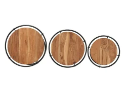 Mesas apilables 3 piezas madera maciza de acacia