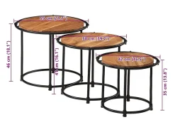 Mesas apilables 3 piezas madera maciza de acacia