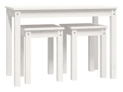 Mesas apilables 3 piezas madera maciza de pino blanco