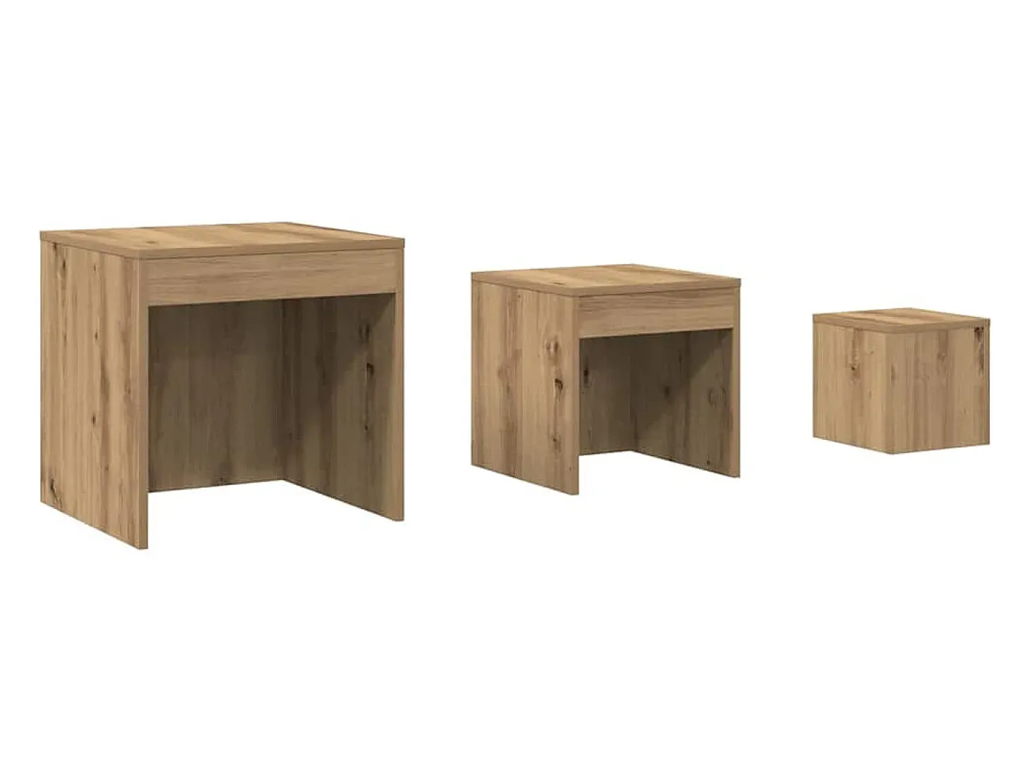 Mesas apilables 3 pzas madera contrachapada color roble artisan