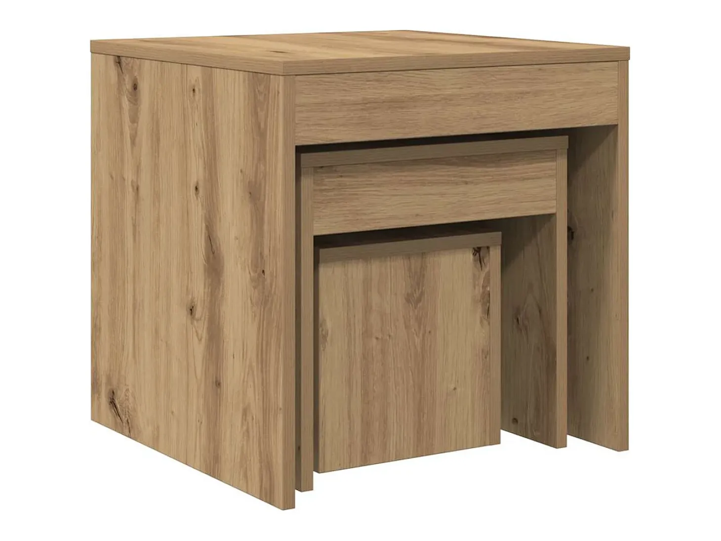 Mesas apilables 3 pzas madera contrachapada color roble artisan