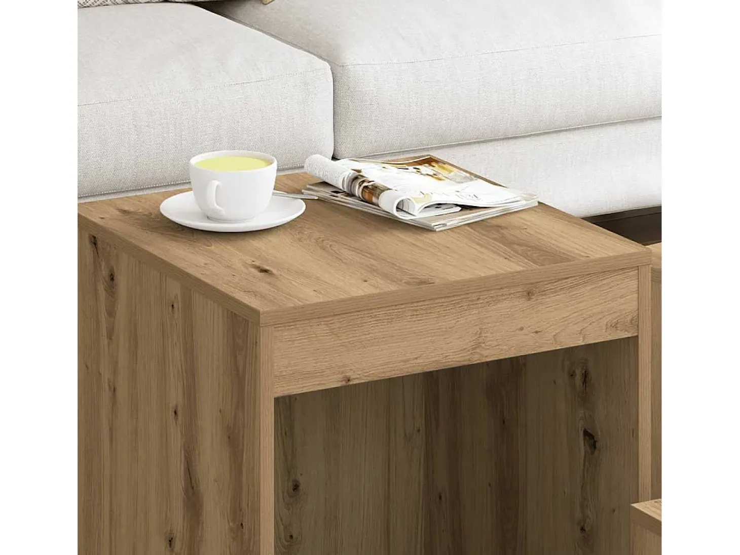 Mesas apilables 3 pzas madera contrachapada color roble artisan