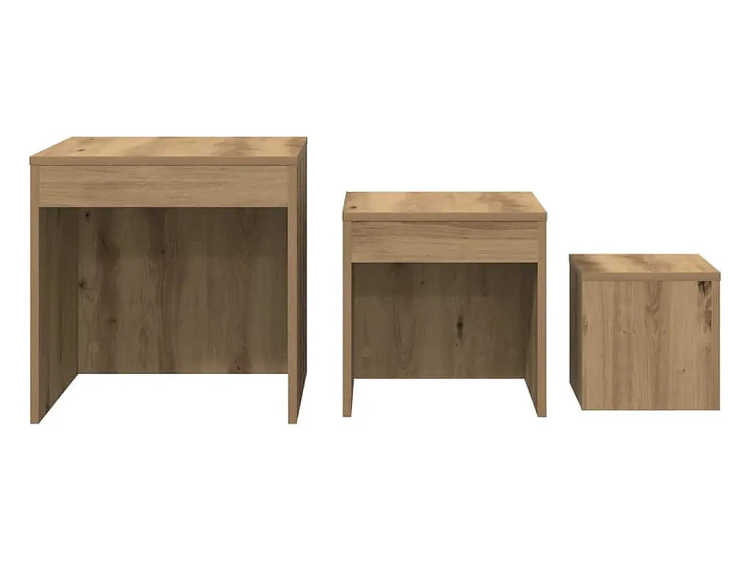 Mesas apilables 3 pzas madera contrachapada color roble artisan