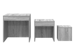 Mesas apilables 3 pzas madera contrachapada color gris Sonoma