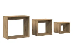 Mesas apilables 3 pzas madera contrachapada color roble artisan