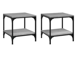 Mesas auxiliares 2 uds contrachapada gris Sonoma 40x40x40 cm