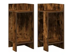 Mesas auxiliares 2 uds con estante ahumado roble 25,5x27x60 cm