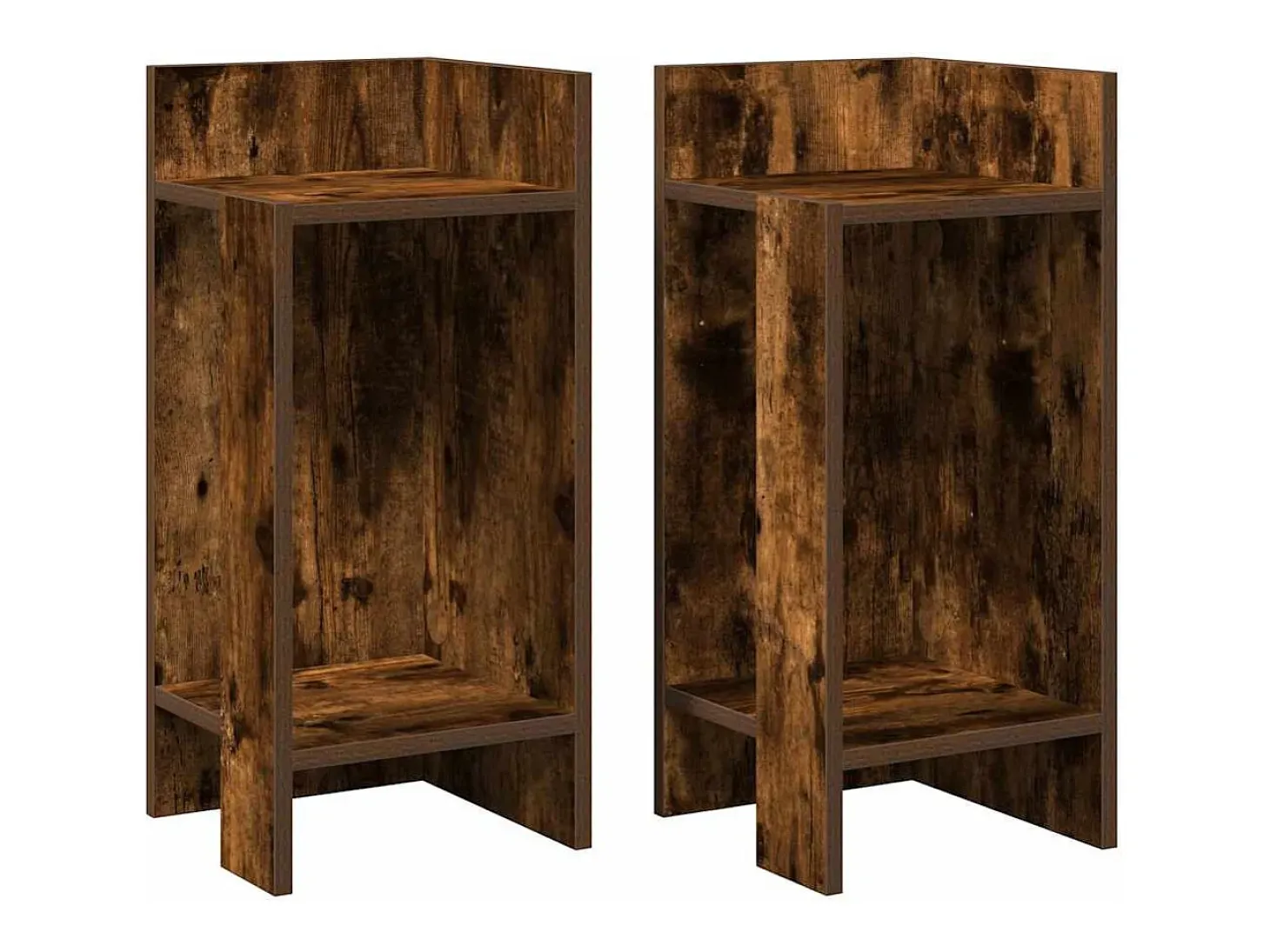 Mesas auxiliares 2 uds con estante ahumado roble 25,5x27x60 cm