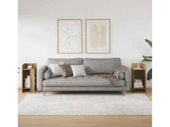 Mesas auxiliares 2 uds con estante artesanal roble 25,5x27x60cm