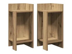 Mesas auxiliares 2 uds con estante artesanal roble 25,5x27x60cm