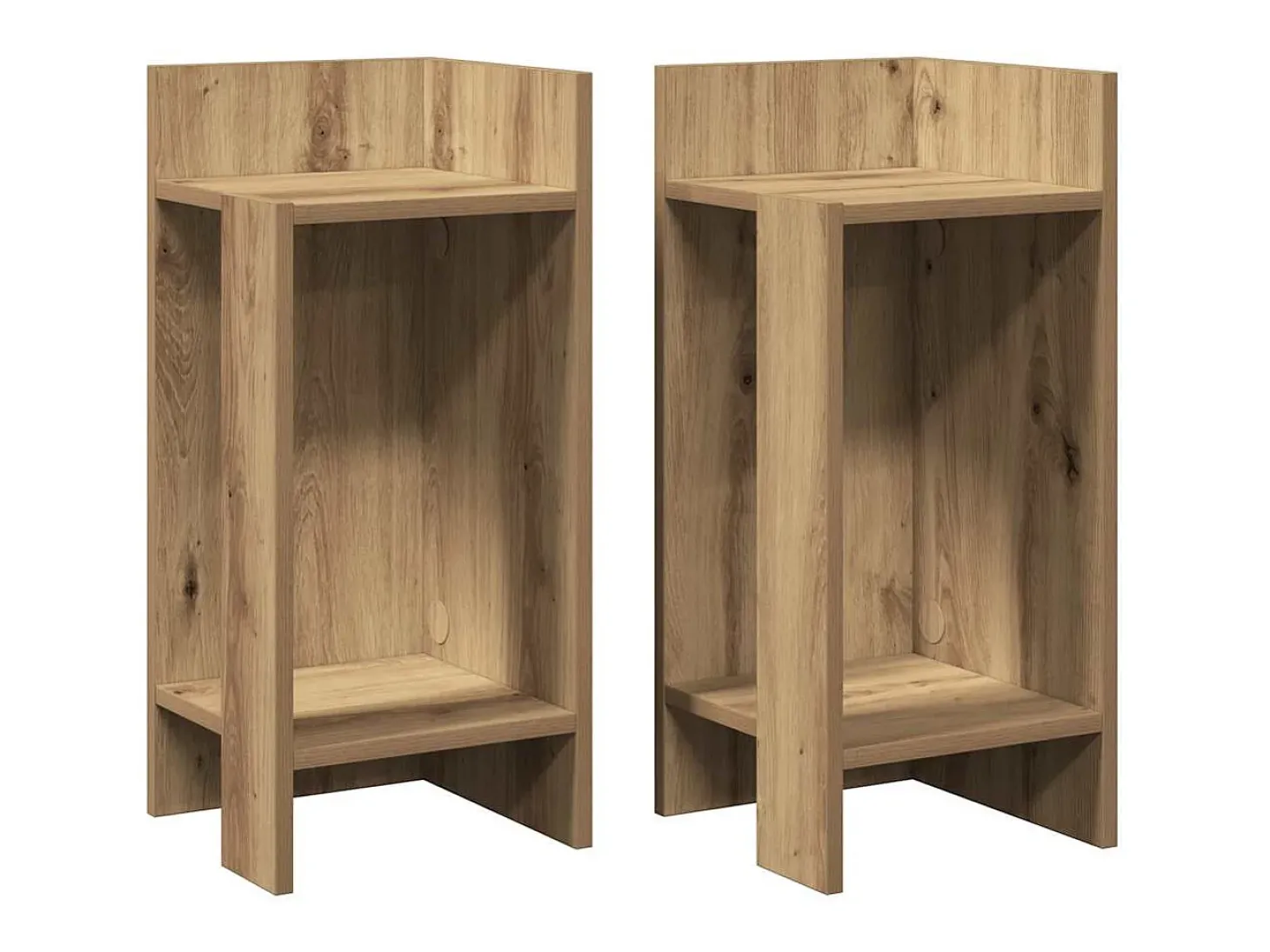 Mesas auxiliares 2 uds con estante artesanal roble 25,5x27x60cm