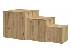 Mesas auxiliares 3 uds madera de ingeniería roble artisan