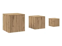 Mesas auxiliares 3 uds madera de ingeniería roble artisan