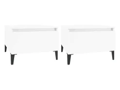 Mesas auxiliares 2 unidades contrachapada blanco brillo 50x46x35 cm