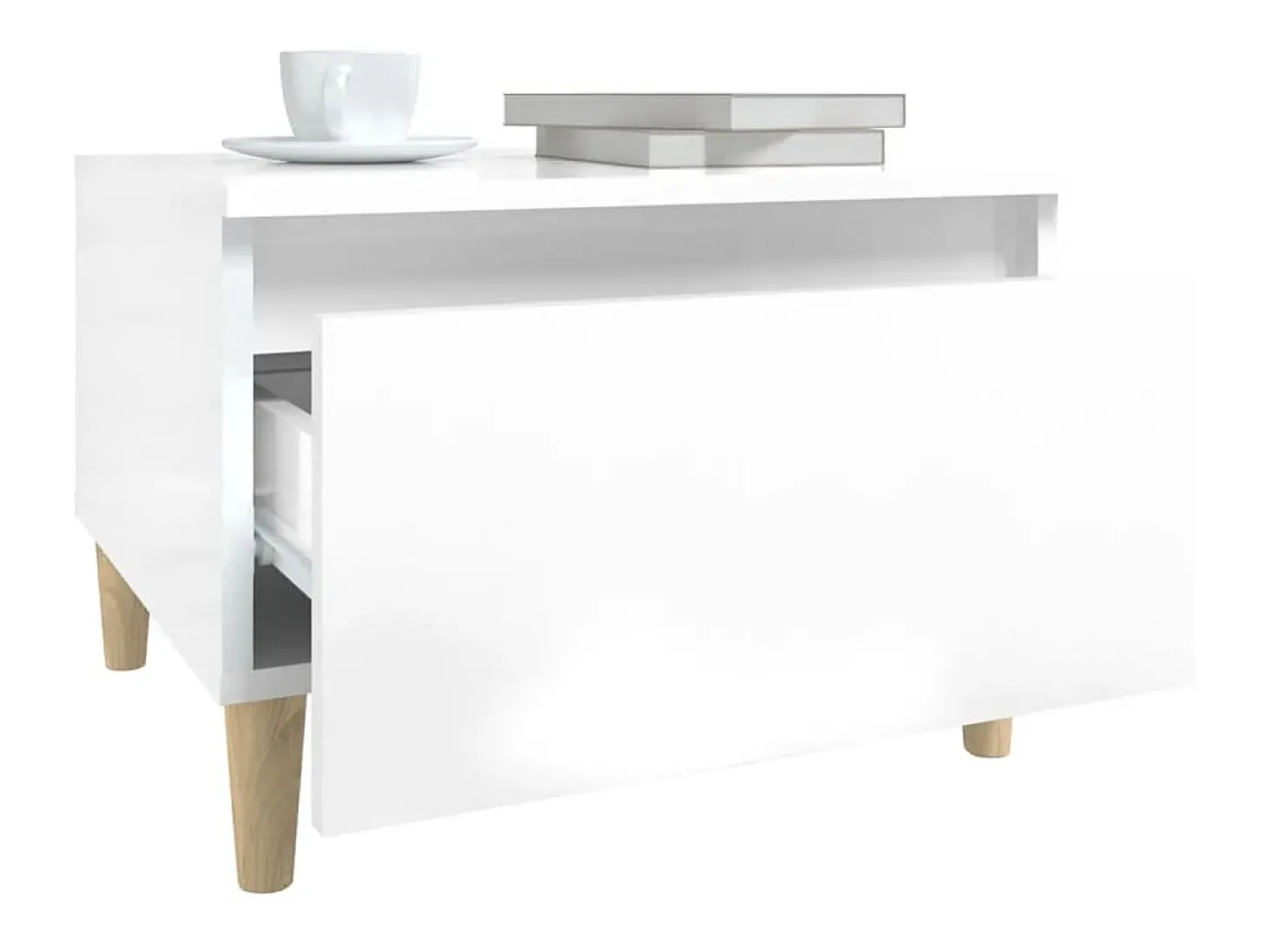 Mesas auxiliares 2 unidades contrachapada blanco brillo 50x46x35 cm