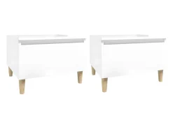 Mesas auxiliares 2 unidades contrachapada blanco brillo 50x46x35 cm