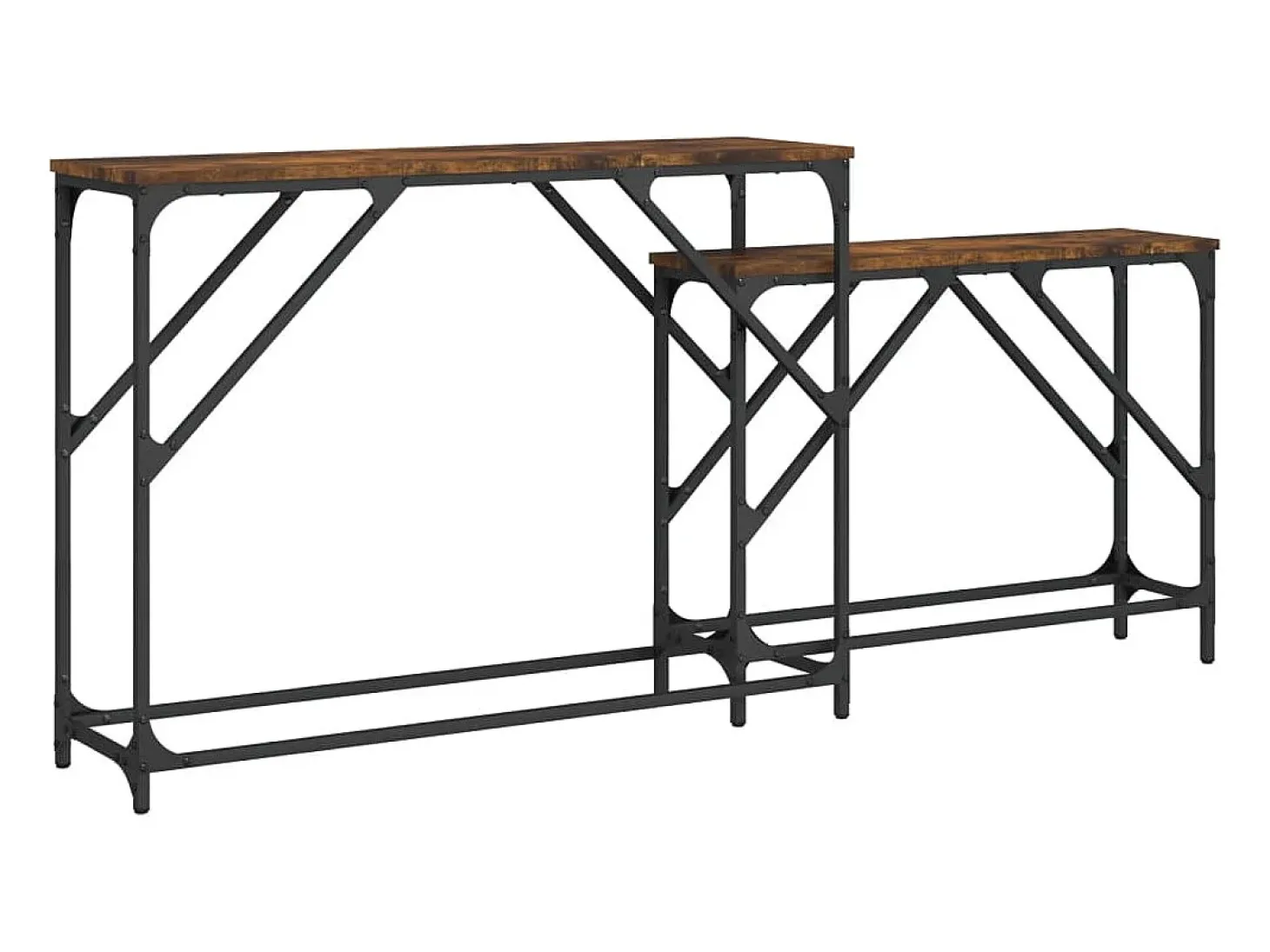 Mesas consola apilables 2 piezas madera ingeniería roble ahumado