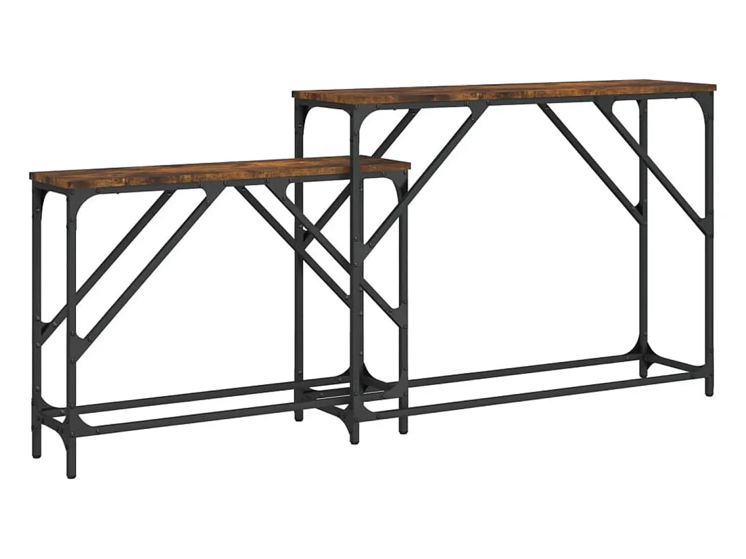 Mesas consola apilables 2 piezas madera ingeniería roble ahumado
