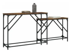 Mesas consola apilables 2 piezas madera ingeniería roble ahumado