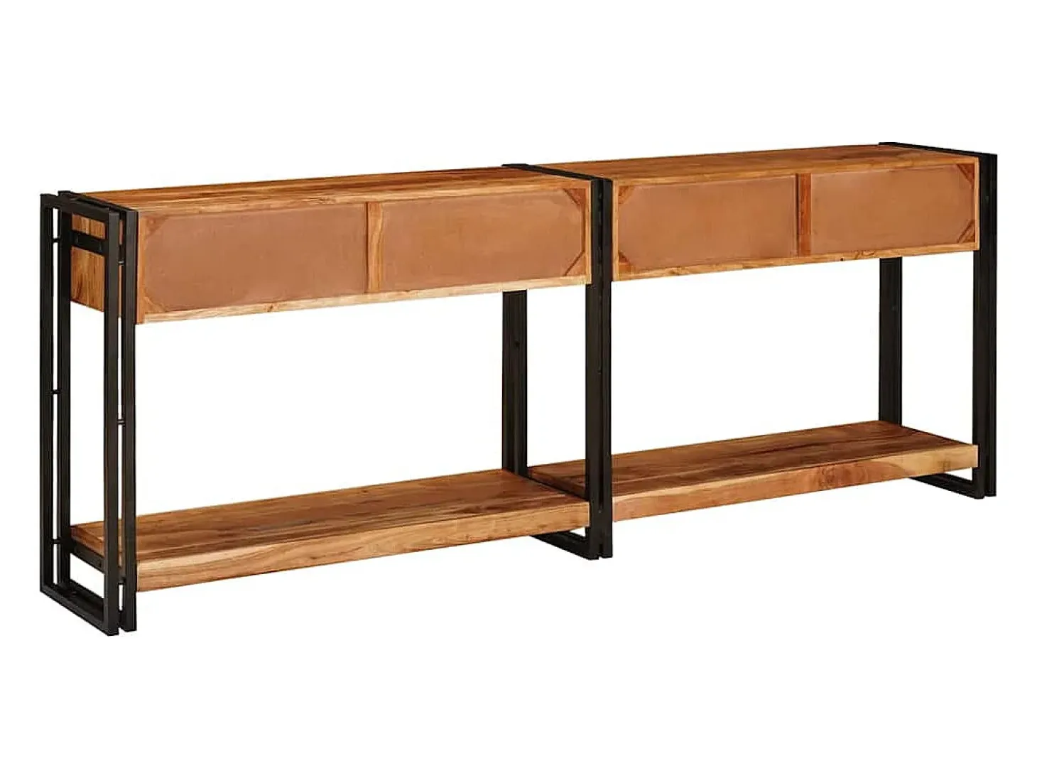 Mesas consola con cajón 2 piezas Marrón Madera maciza de Acacia