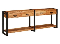 Mesas consola con cajón 2 piezas Marrón Madera maciza de Acacia