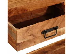 Mesas consola con cajón 2 piezas Marrón Madera maciza de Acacia