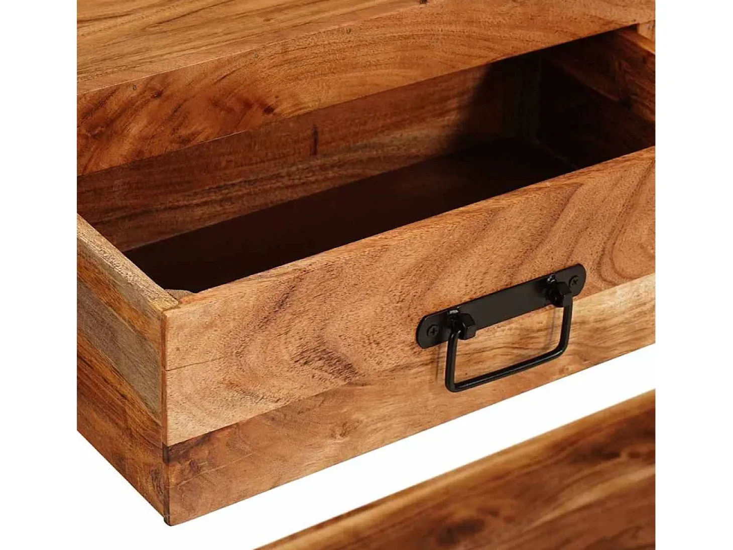Mesas consola con cajón 2 piezas Marrón Madera maciza de Acacia