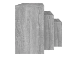 Mesas de centro apilables 3 pzas madera ingeniería gris Sonoma
