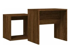 Mesas de centro apilables 2 piezas madera ingeniería roble marrón