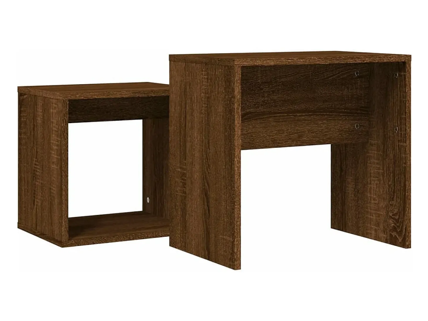Mesas de centro apilables 2 piezas madera ingeniería roble marrón