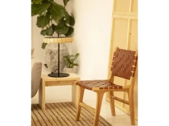 Mesita / Taburete de madera maciza en tono natural de 45x50cm - TELVA - DECOWOOD