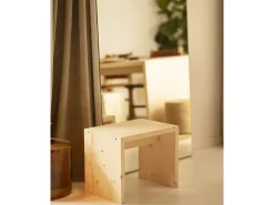 Mesita / Taburete de madera maciza en tono natural de 45x50cm - TELVA - DECOWOOD