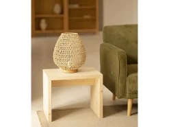 Mesita / Taburete de madera maciza en tono natural de 45x50cm - TELVA - DECOWOOD