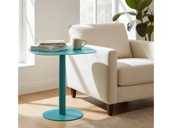 Mesita Auxiliar Salón, Metálica, Diseño Escandinavo, Funcional – Turquesa - 51*49*38 cm – SKANDY