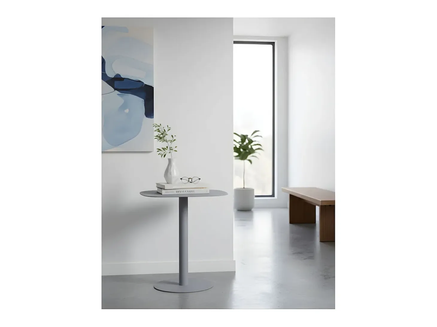 Mesita Auxiliar Salón, Metálica, Diseño Escandinavo, Funcional – Gris - 51*49*38 cm – SKANDY