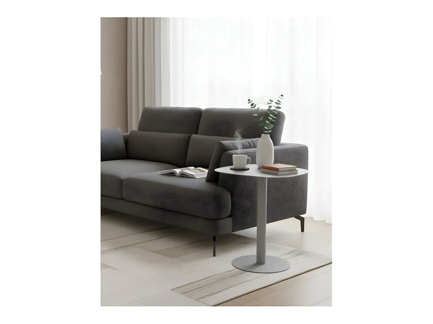 Mesita Auxiliar Salón, Metálica, Diseño Escandinavo, Funcional – Gris - 51*49*38 cm – SKANDY