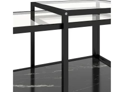 Mesita de centro 2 piezas vidrio templado negro