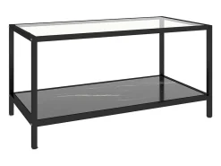 Mesita de centro 2 piezas vidrio templado negro