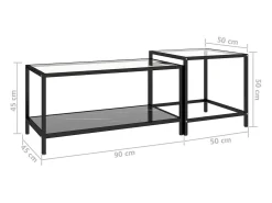 Mesita de centro 2 piezas vidrio templado negro