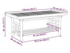 Mesita de centro de bambú 110x55x45 cm