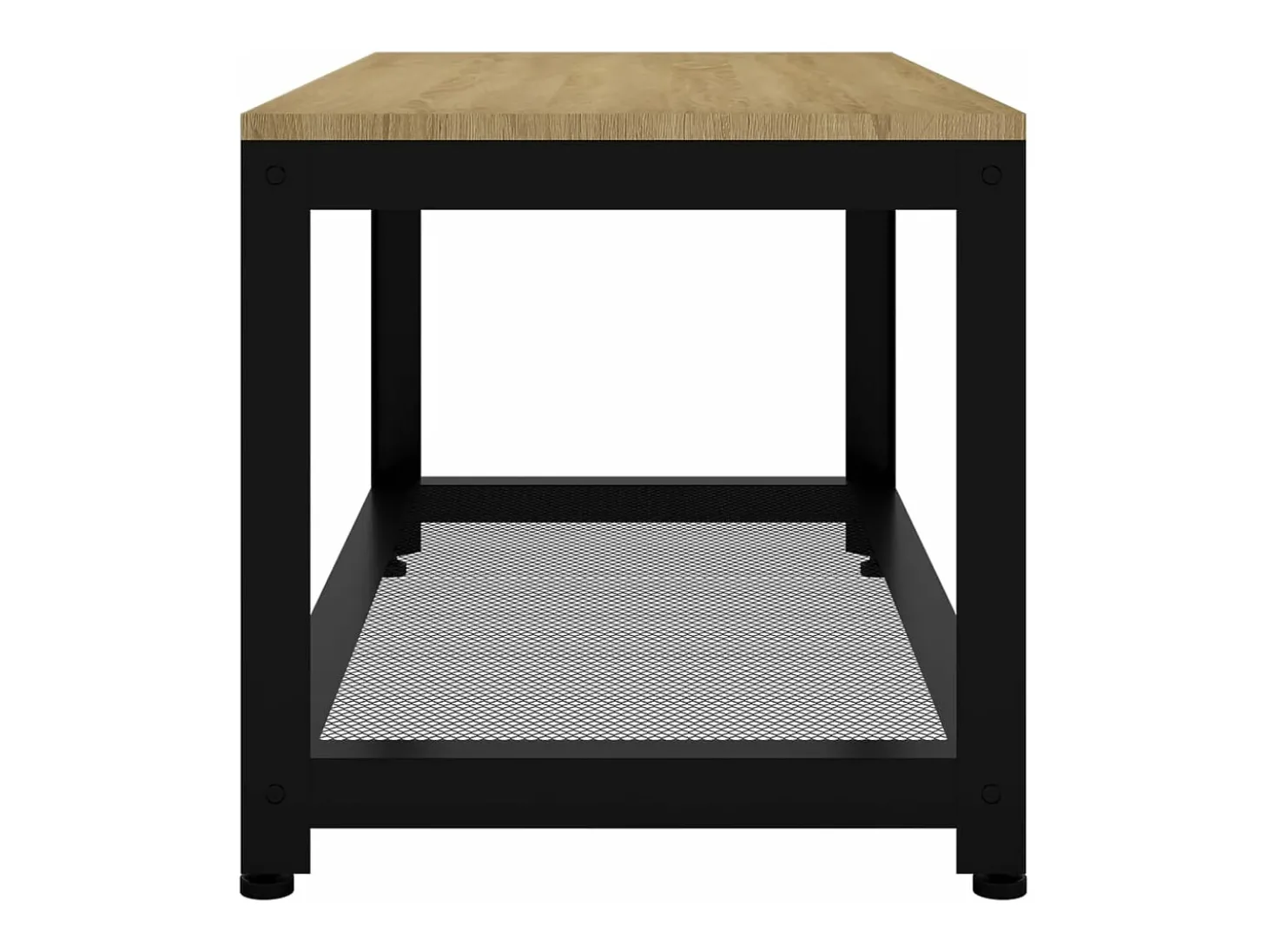Mesita de centro MDF y hierro marrón claro y negro 90x45x45 cm