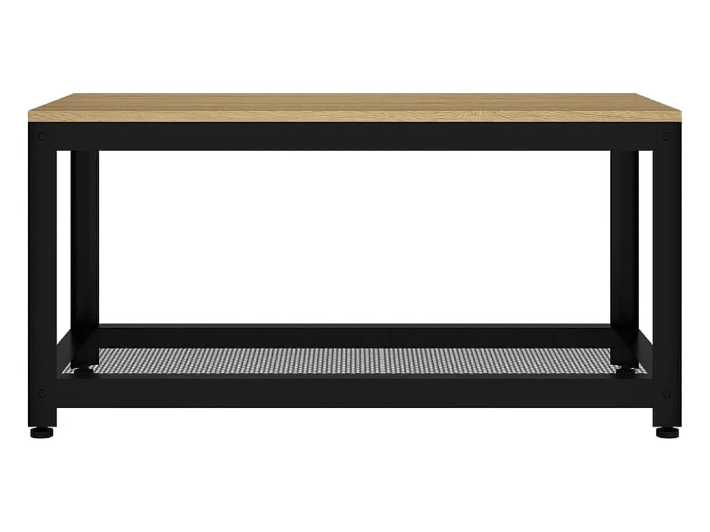 Mesita de centro MDF y hierro marrón claro y negro 90x45x45 cm