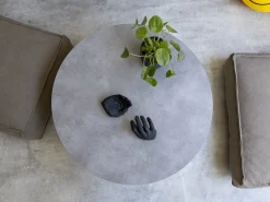 Mesita de centro redonda, panel laminado efecto microcemento de 80cm -HECHO EN ESPAÑA