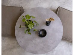 Mesita de centro redonda, panel laminado efecto microcemento de 80cm -HECHO EN ESPAÑA