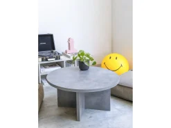 Mesita de centro redonda, panel laminado efecto microcemento de 80cm -HECHO EN ESPAÑA